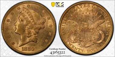 1880 $20 AU58