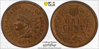 1871 1C MS63BN