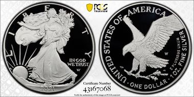 2021-W  $1 Silver Eagle - Type 2 First Strike PR70DCAM