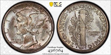 1916-S 10C Mercury MS65FB