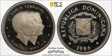 1986 5C KM-59 Cu-Ni PR67DCAM