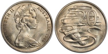 1966(L) 20C Wavy "2" MS65