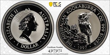 1997 $1 Kookaburra Ag MS70