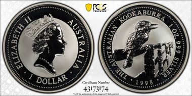 1998 $1 Kookaburra Ag MS70