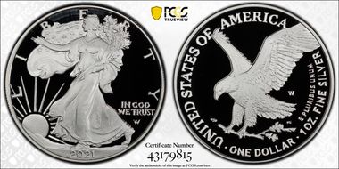 2021-W  $1 Silver Eagle - Type 2 First Strike PR70DCAM