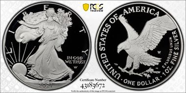 2021-W  $1 Silver Eagle - Type 2 First Strike PR70DCAM