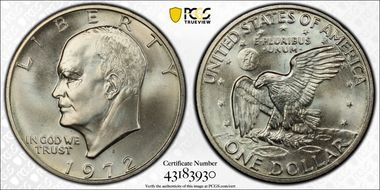1972-S $1 Silver MS68