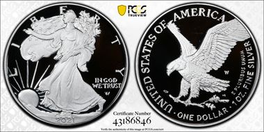 2021-W  $1 Silver Eagle - Type 2 First Strike PR70DCAM