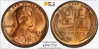 1938-S 1C MS67+ RD