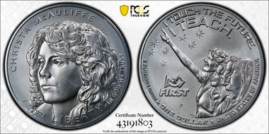 2021-P $1 Christa McAuliffe First Strike MS70