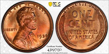 1936 1C Doubled Die Obverse, Type 1 MS65RD