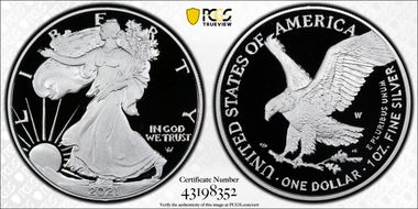 2021-W  $1 Silver Eagle - Type 2 PR70DCAM