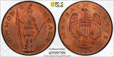 (c.1945) Cent Massachusetts, Breen-972 Evans Copper Restrike MS66RD