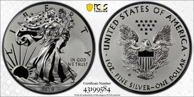 2019-W $1 Silver Eagle Enhanced Rev PR Pride of Two Nations PR69
