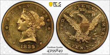 1899-S $10 MS61PL