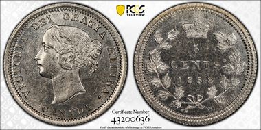1858 5C Small Date AU58