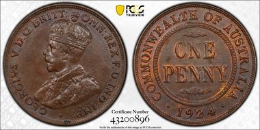 1924 (s) 1D Indian obverse MS62BN
