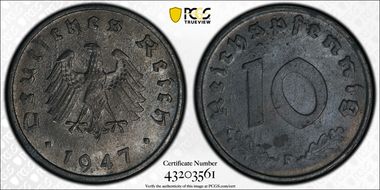 1947-F 10 Pfg J-375 MS63