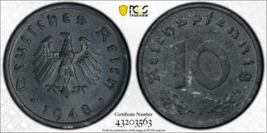 1948-F 10 Pfg J-375 MS62