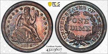1856 10C Small Date PR65