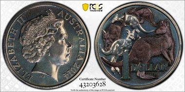 2014 $1 Mob of Roos CuNi  Colorized MS69