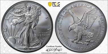 2021-W $1 Burnished Silver Eagle-Type 2 First Strike SP70