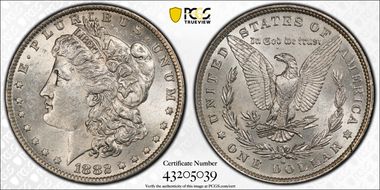1882-O/S $1 Strong AU58