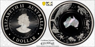 2021-P $1 Great Southern Land - Ocean Mother of Pearl Insert PR70DCAM