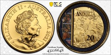 2021 20C Animalia 35th Ann. Gold Plated MS68