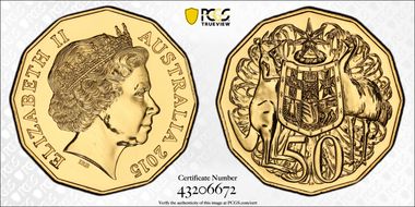 2015 50C Gilt Cu-Ni MS69