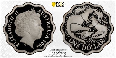 2004 $1 Aboriginal Kangaroo Ag 20 Yrs of the Dollar Coin PR70DCAM