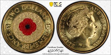 2012 $2 Remembrance Day Colorized MS66