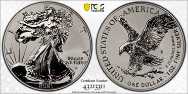 2021-S $1 Silver Eagle Rev PR - Type 2 Designer Edition - First Strike PR70