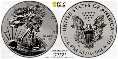 2021-W $1 Silver Eagle Rev PR - Type 1 Designer Edition - First Strike PR70