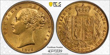 1866 Sov S-3853 AU58