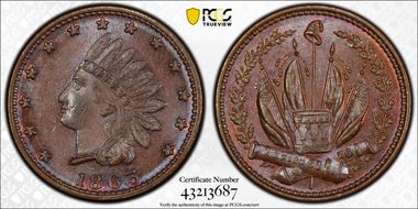 1863 CWT F-81/351a, Crossed Cannons MS64BN