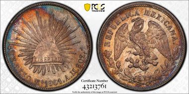 1901-Mo AM Peso KM-409.2 Ag MS61