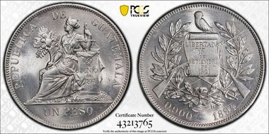 1894 Peso KM-210  Ag MS63