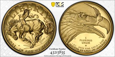 2021-W $100 American Liberty High Relief .9999 Fine First Strike PR70DCAM