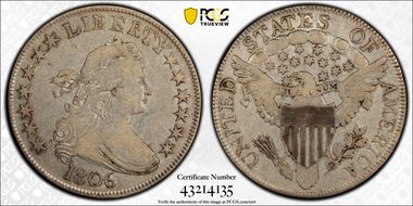 1806 50C Pointed 6, Stem VF20