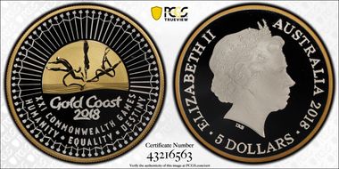 2018 $5 XXI Commonwealth Games  Gold Coast PR69DCAM