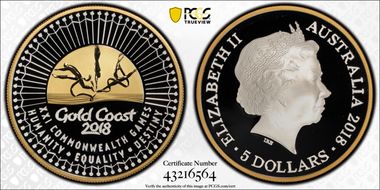 2018 $5 XXI Commonwealth Games  Gold Coast PR70DCAM