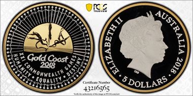 2018 $5 XXI Commonwealth Games  Gold Coast PR69DCAM