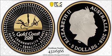 2018 $5 XXI Commonwealth Games  Gold Coast PR69DCAM