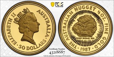 1987-P $50 Nugget 1/2oz Au PR70DCAM