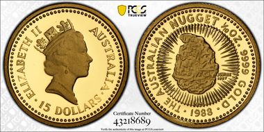 1988-P $15 Nugget 1/10oz Au PR69DCAM