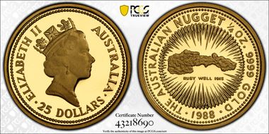 1988-P $25 Nugget 1/4oz Au PR70DCAM