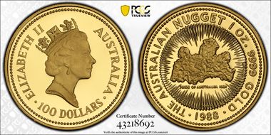 1988-P $100 Nugget Au PR68DCAM