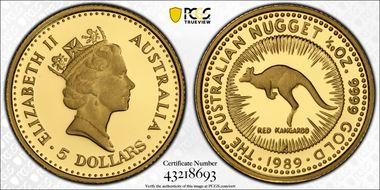 1989-P $5 Red Kangaroo-Nugget PR69DCAM