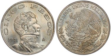 1971-Mo 5 Peso MS65